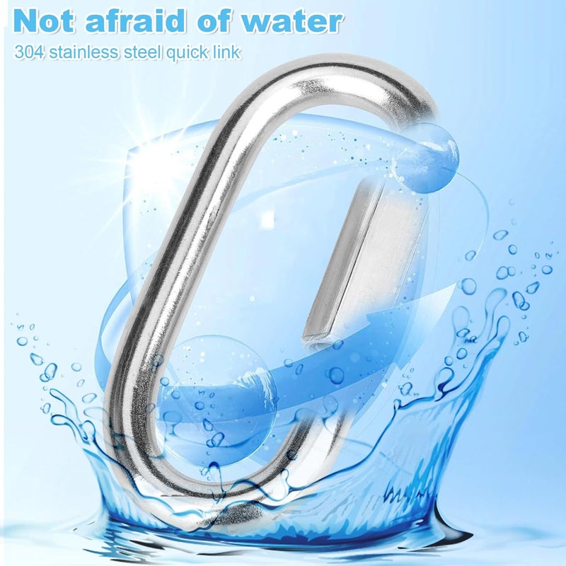 Vmuter 1Pcs 4.16 Inch 304(18-8) Heavy Duty Stainless Steel Screw Chain Quick Links, 2500 LBS Capacity Carabiner, Large Opening Connector for Big Chain Connecting, Hammock Hanging, Hiking - Image 4